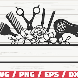 Floral Hairdresser Monogram Frame SVG / Monogram SVG / Hairstylist SVG / Cut File / Cricut / Commercial use / Instant Download
