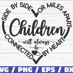 Enfants SVG / côte à côte ou à des kilomètres de distance, les sœurs seront toujours connectées par le coeur SVG / fichier de coupe / usage commercial / SVG familial