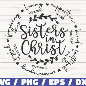 Hermanas en Cristo SVG / Verso Bíblico SVG / Cortar Archivo / Cricut / Inspiración Cristiana SVG / Descarga Instantánea