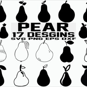 Pera SVG / Frutta in formato SVG / clipart / cricut/ dxf / png / immagine / decalcomania / stencil / silhouette / file di taglio / file cricut / ferro da stiro / vettore