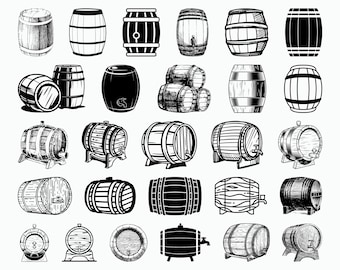 27 Barrel SVG / Wood Barrel SVG / Beer Keg Svg /  Commercial Use / Cricut / Cut Files / Clipart / Silhouette / Dxf / Vector