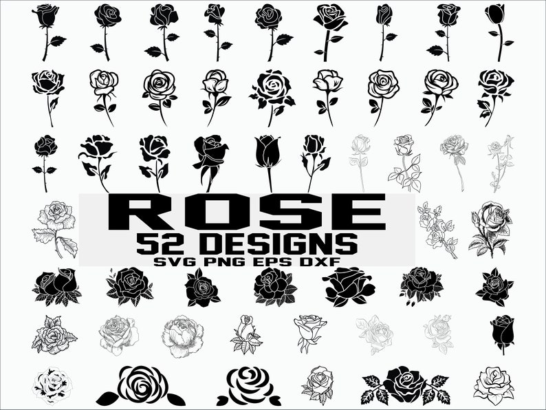 Download Art Collectibles Clip Art Rose Svg Roses Svg Valentine Svg Valentine Rose Flower Svg Floral Svg Rose Stencil Rose Silhouette Cut File Iron On
