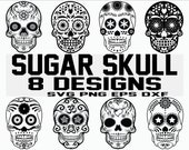 Sugarskull svg day of the dead svg mexico skull clipart decal stencil vinyl silhouette iron on cut file