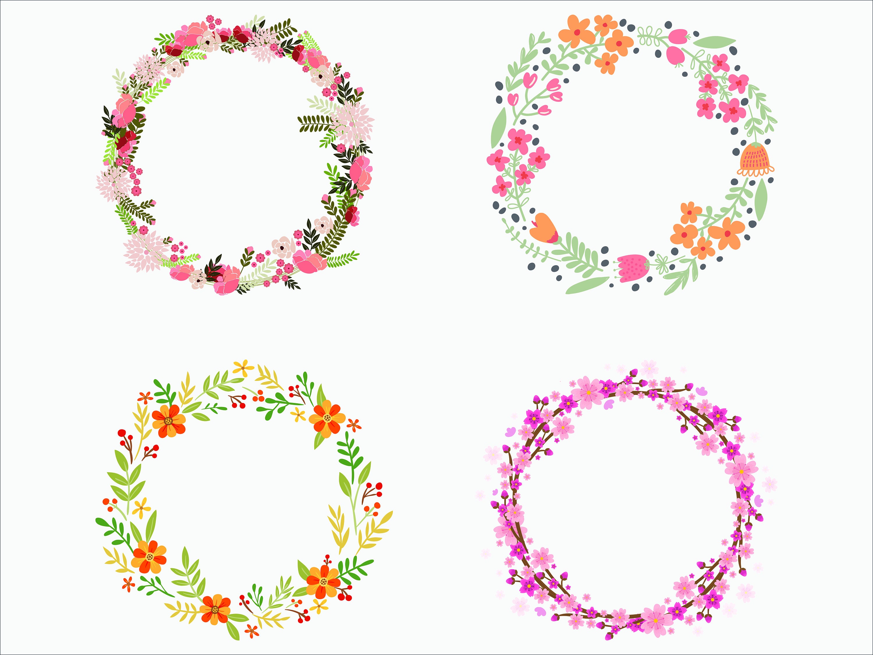 Download Watercolor Floral Spring Wreaths Svg Png Eps Spring Etsy