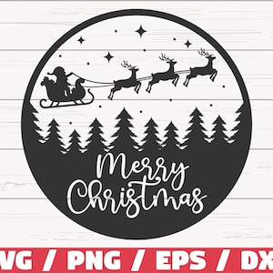 Merry Christmas SVG / Christmas Scene With Santa SVG / Cut File / Cricut / Commercial use / Silhouette / Winter SVG / Christmas decoration