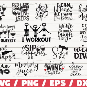 Wijn bundel SVG/wijn SVG/wijnglas SVG/cut-bestand/Cricut/commercieel gebruik/wijn gezegden SVG/grappig wijn citaat/drinken SVG