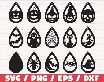 Halloween Earrings SVG / Teardrop with holes SVG/ Cut Files / Commercial Use / Leather Jewelry / Cricut / Silhouette / Vector