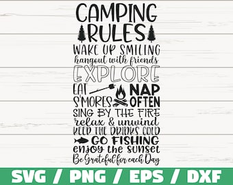 Camping Rules SVG / Cut File / Cricut / Commercial use / Silhouette / Camper SVG / Camping SVG / Printable / Vector / Clip art