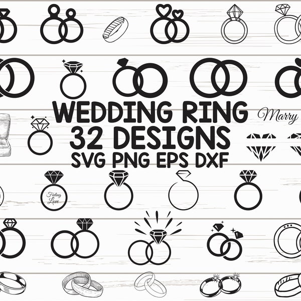 Wedding Ring SVG/ Engagement Ring SVG / Clipart / Cut Files / Silhouette / Files for Cricut / Vector