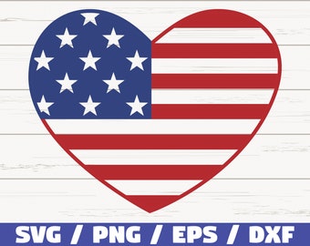 USA Heart SVG / Arquivo cortado / Clip art / Cricut / Uso comercial / Download instantâneo / Silhueta / 4 de julho SVG / Dia da Independência