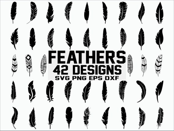 Download Feather Svg Feathers Svg Clipart Cut Files Silhouette Etsy