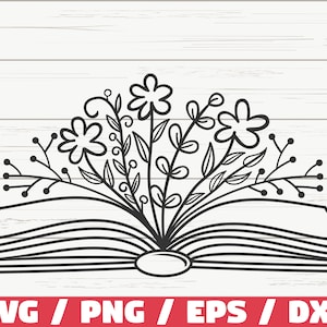 Livre floral SVG / fleurs qui poussent hors du livre SVG / fichier coupé / Cricut / clipart / utilisation commerciale / lecture SVG / fleurs Svg
