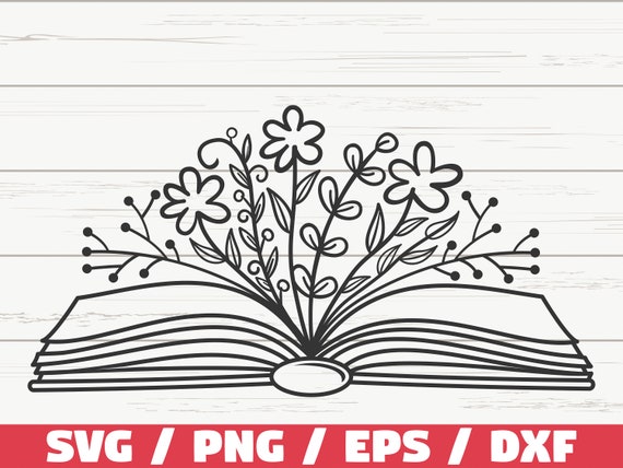 Floral Book SVG / Flowers Growing Out of Book SVG / Cut File / Cricut / Clip art / Commercial use / Reading SVG / Flowers Svg