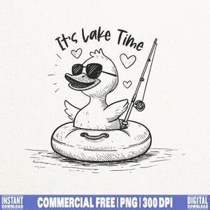 C'est l'heure du lac PNG / Conception estivale amusante / La vie au lac PNG / L'heure du lac / Vacances en famille au lac / Canard mignon