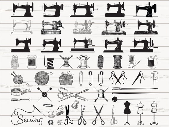 55 Sewing SVG Bundle / Sewing Machine svg / Seamstress svg / Tailor svg / Commercial Use / Cricut / Cut File / Clipart / Silhouette / Vector