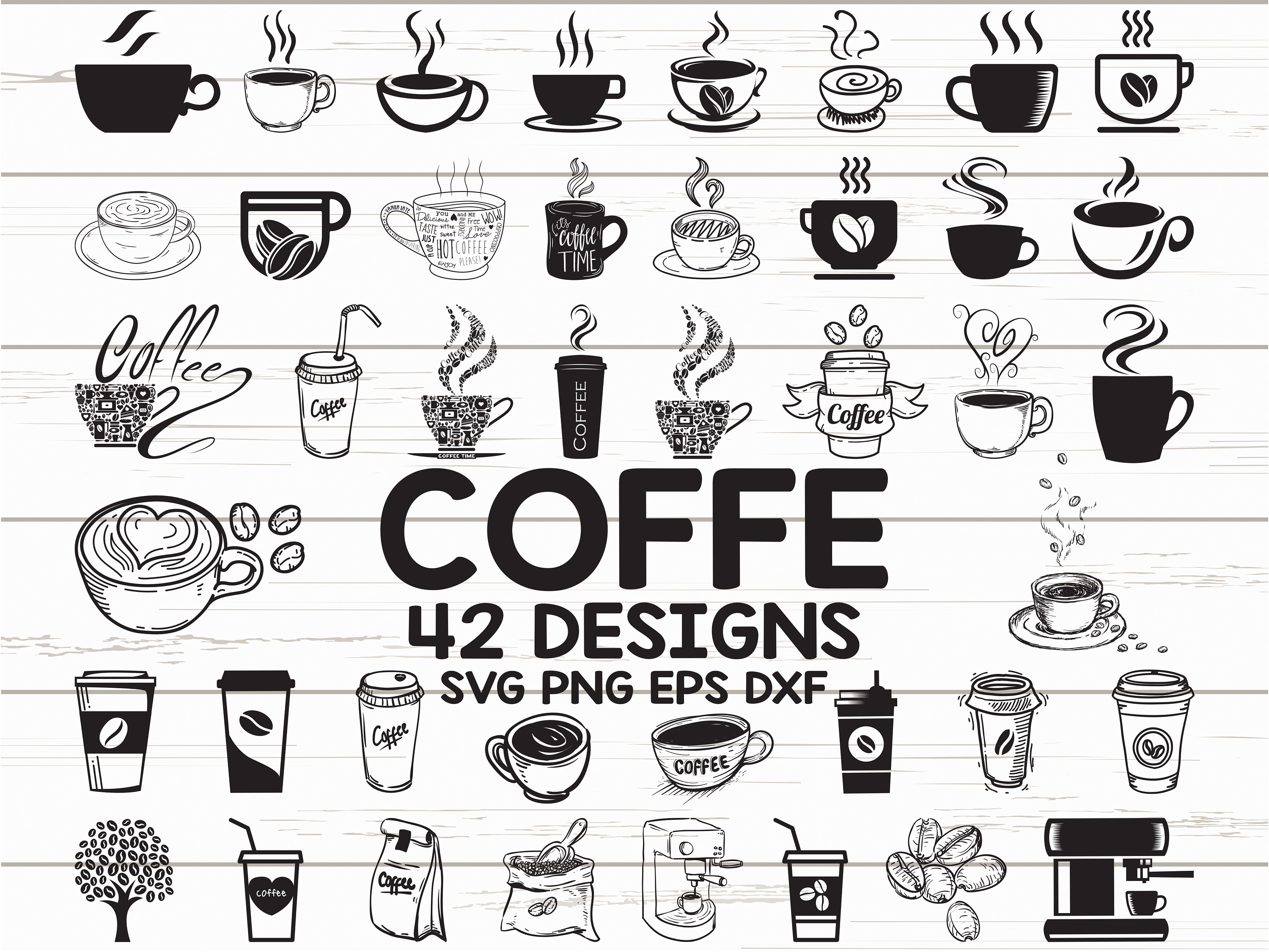 Coffee cup svg, svg, coffee svg, Coffee with steam svg, tea cup svg, coffee  beans svg, coffee vector, eps, dxf, png, silhouette file, Print