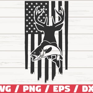 Deer Hunt Flag SVG / Fishing Usa Flag SVG / Distressed American Flag SVG / Cut File / Cricut / Commercial use / Instant Download / Hunt Svg