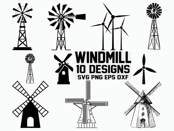 Windmill Svg Wind Turbine Svg Gristmill Svg Water Mill Etsy