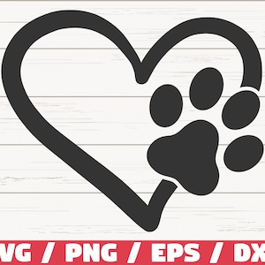 Hundepfote Herz SVG / Schnittdatei / Cricut / Kommerzielle Nutzung / Silhouette / Hundekatze Mama SVG / Pfotendruck SVG