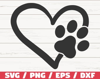犬の足跡ハート SVG / カットファイル / Cricut / 商用利用 / シルエット / 犬と猫のお母さん SVG / 足跡 SVG