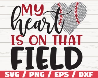 Mein Herz ist auf diesem Feld SVG / Schnittdatei / Cricut / Kommerzielle Nutzung / Baseball SVG / Baseball-Shirt / Vektor / ClipArt / DXF / Softball-Svg