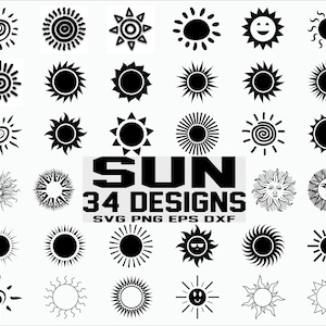 Sol SVG/ Sol clipart/ Sol lindo SVG/ Cortar archivos/ Cricut/ Silueta/ Vector