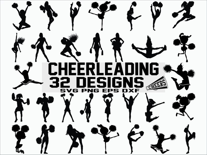 Cheerleading SVG/ clipart/ silhouette/ cut file/ decal/ | Etsy