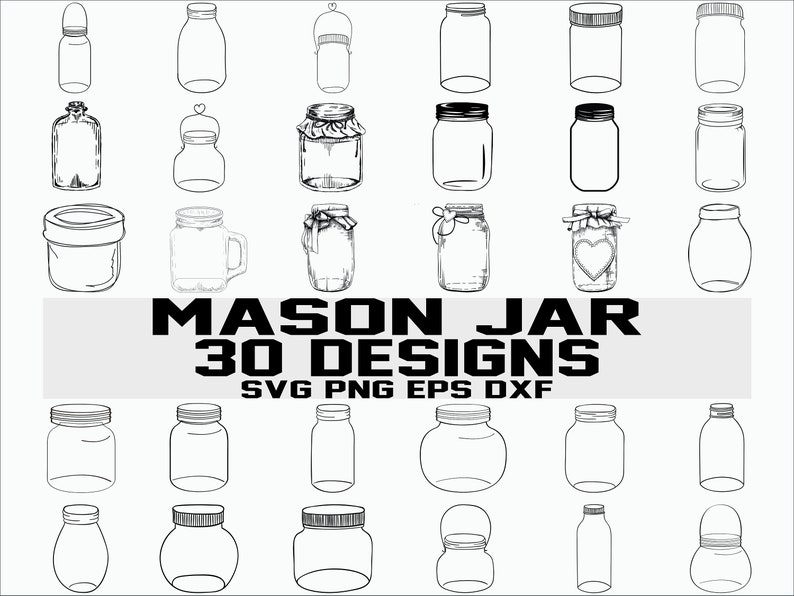 Download Clip Art Art Collectibles Mason Jar Svg Bottle Svg Jar Svg Jam Bottle Svg Hand Drawn Decor Svg Stencil Clipart Decal Vinyl Cut File Silhouette