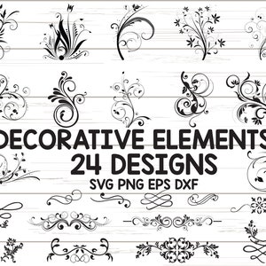 Adornos decorativos SVG/ Vine SVG/ Remolinos Svg/ Clipart/ Cortar archivos/ Cricut/ Silueta/ Vector
