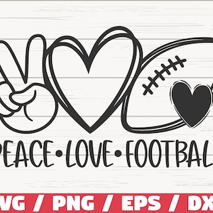 Peace Love voetbal SVG/cut-bestand/Cricut/Silhouette Studio/voetbal SVG/voetbalshirt/voetbal moeder SVG/commercieel gebruik