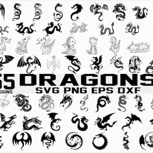 Dragon svg/ tribal dragon svg/ dragon silhouette/ cartoon dragon/ cute dragon/ tattoo/ silhouette/ clipart/ cut file/ stencil file/ cuttable