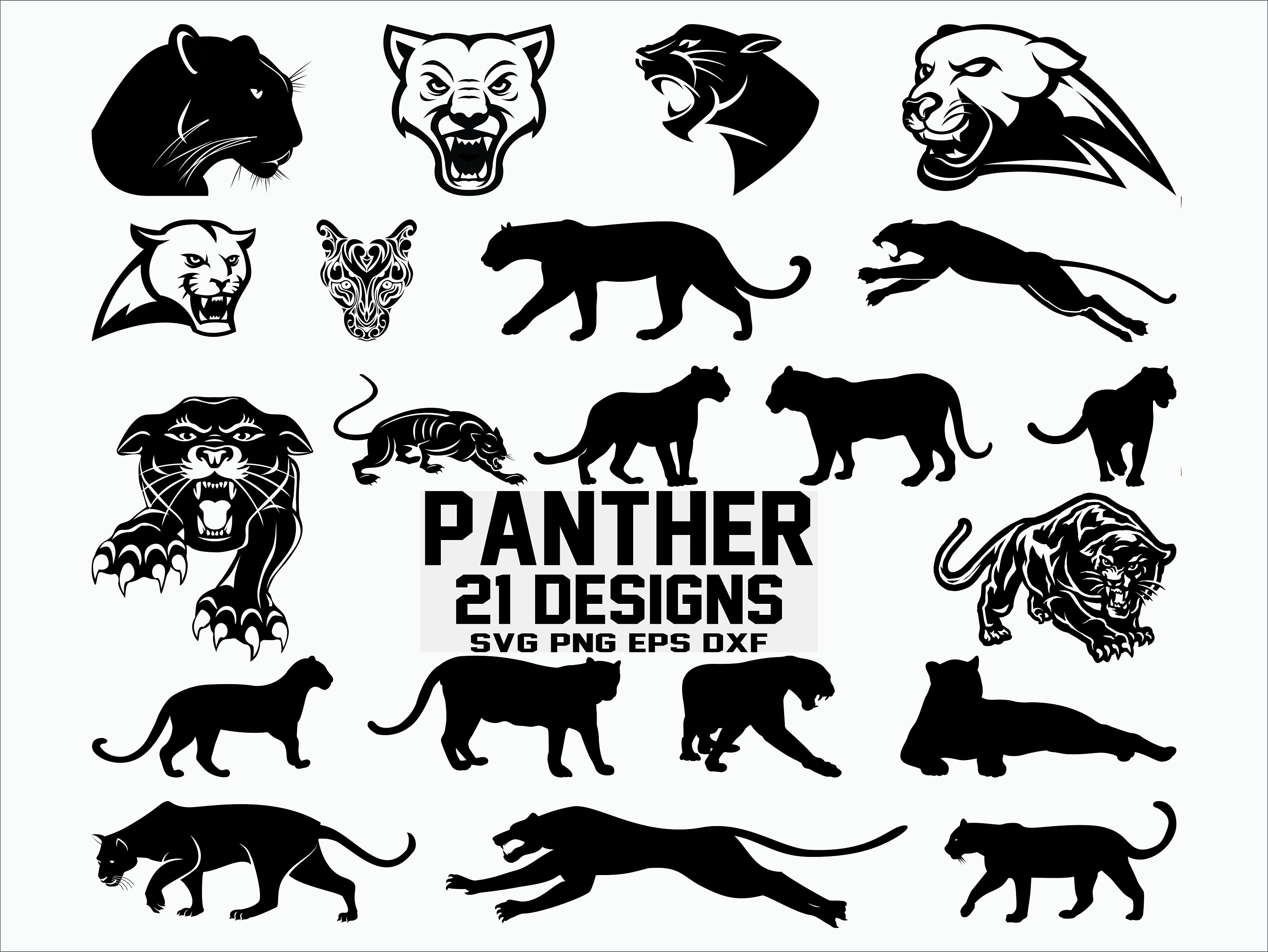 Panther Svg Panther Clipart Cut File Cricut Vector Dxf Etsy