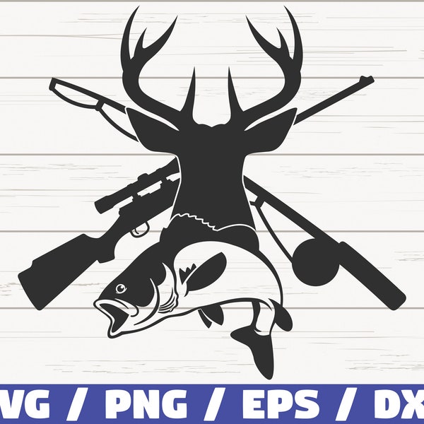 Caza SVG / Cabeza de ciervo SVG / Pesca SVG / Archivo de corte / Cricut / Uso comercial / Descarga instantánea / Silueta / Temporada de caza Svg