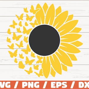 Tournesol SVG/tournesol papillon SVG/fichier de coupe/Cricut/usage commercial/téléchargement immédiat