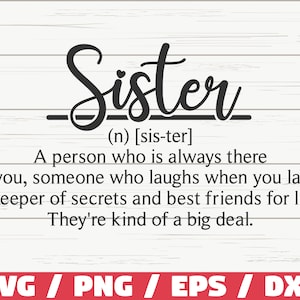 Definición de hermana SVG / Archivo de corte / Cricut / Uso comercial / Silueta / Hermana SVG / Definición divertida SVG