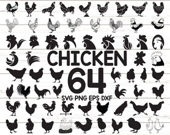 kyckling svg/ bondgårdsdjur svg/ höna svg/ tupp svg/ kyckling svg/ hönsmamma svg/ djur svg/ clipart/ gård svg/ siluett söt kyckling