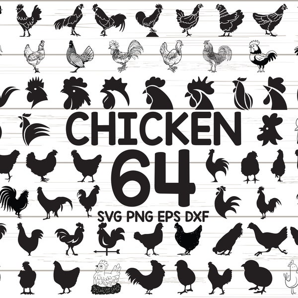 chicken svg/ farm animal svg/ hen svg/ rooster svg/ chick svg/ mother hen svg/ animal svg/ clipart/ farm svg/ silhouette cute chicken