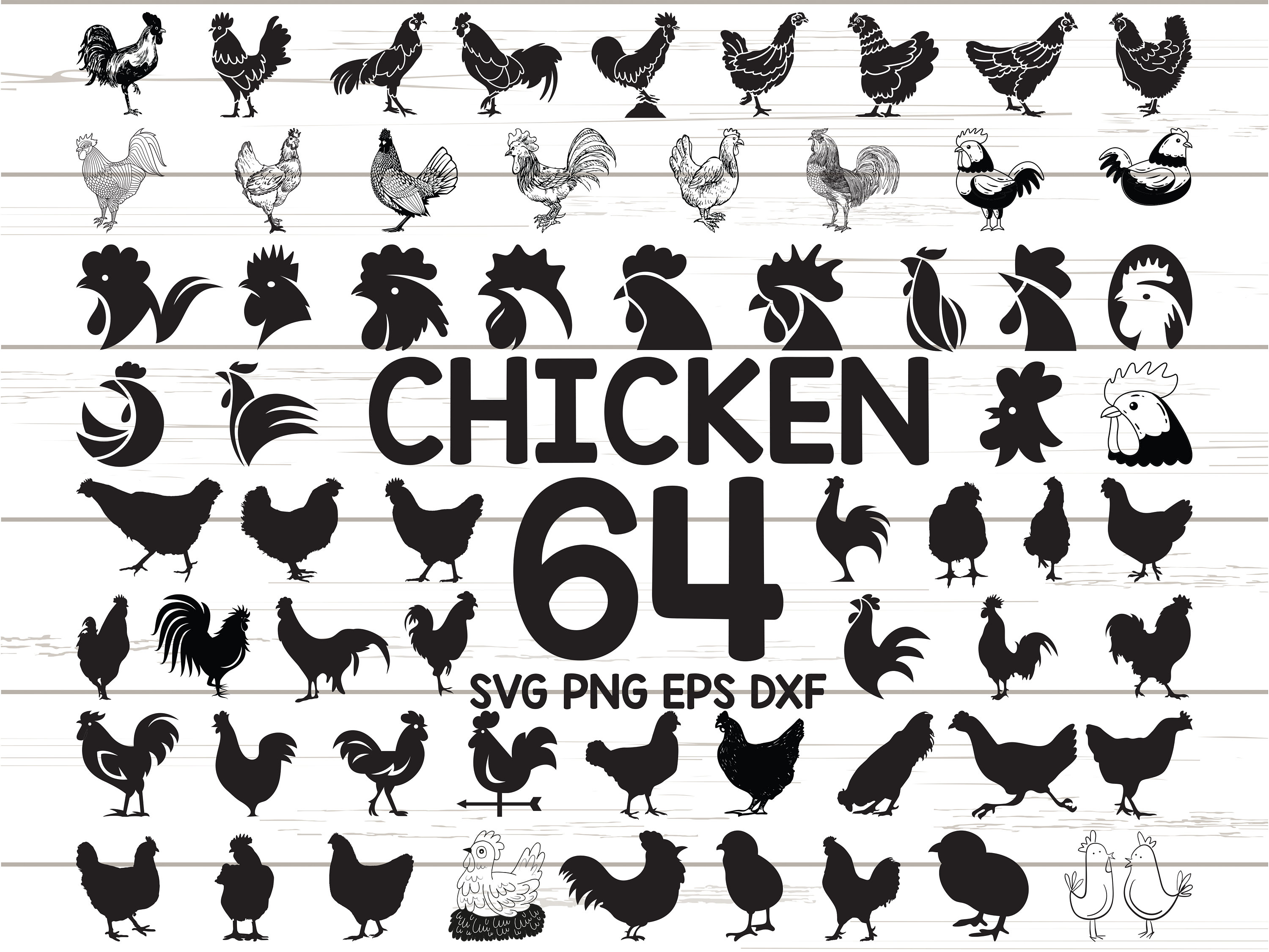 Download Chicken Svg Farm Animal Svg Hen Svg Rooster Svg Chick Svg Etsy