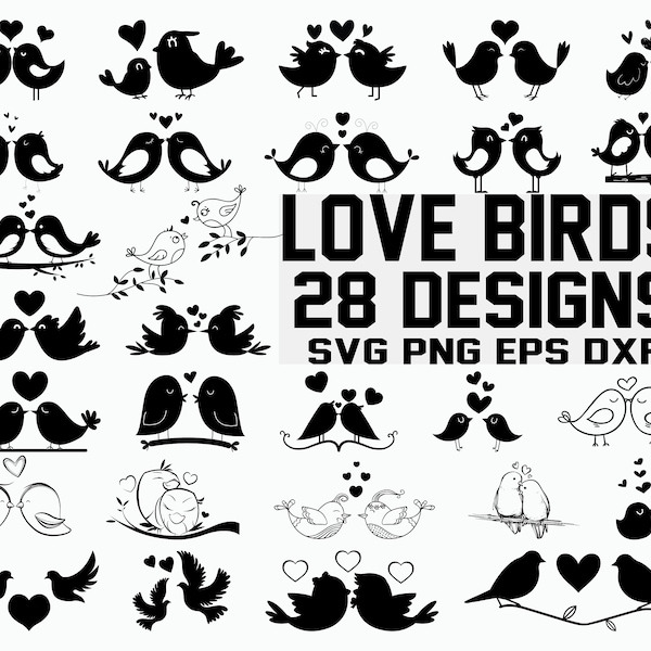 Amour oiseaux SVG/oiseaux SVG/mariage oiseaux SVG/Cricut/clipart/coupe fichiers/silhouette/vector/DXF