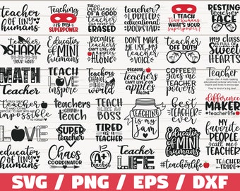 Teacher SVG Bundle / 35 Designs / Cut File / Cricut / Commercial use / Silhouette / DXF file / Teacher Shirt / Teacher Gift / School SVG