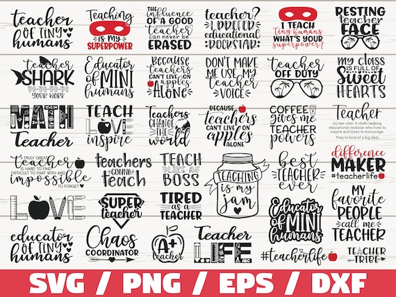 Teacher Svg Bundle 35 Designs Cut File Cricut Etsy
