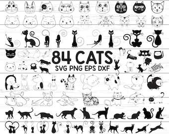 Katzen SVG / Katze Svg / Kätzchen Svg / niedliche Katze Svg / Cartoon Katze Svg / Katze Kopf Svg / Kätzchen Svg/Haustier Svg / Silhouette / geschnitten Eil / Eisen auf / Aufkleber / Schablone