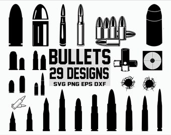 Proiettile SVG / esercito SVG / arma SVG / Clipart / Silhouette / tagliare file / Cricut / vettore