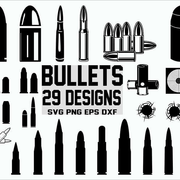 Bullet SVG/ Army SVG/ Weapon SVG/ Clipart/ Silhouette/ Cut file/ Cricut/ Vector