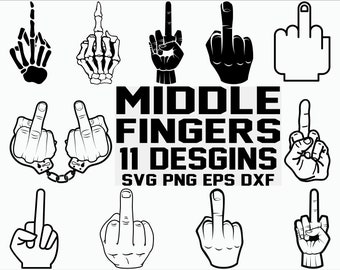 clipart vector graphics cut files svg jpg ping cricut silhouette cameo funny subversive for tshirt decal Fuck you hand gestures