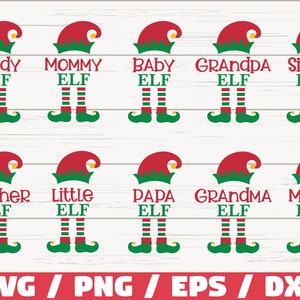 Familia de elfos SVG / Navidad SVG / Elfo SVG / Cortar archivo / Cricut / Clip art / Papá mamá bebé abuelo hermana hermano pequeña abuela papá mamá