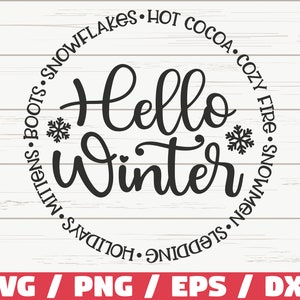 Bonjour l'hiver SVG / fichier de coupe / Cricut / usage commercial / Silhouette / vacances SVG / pulls SVG