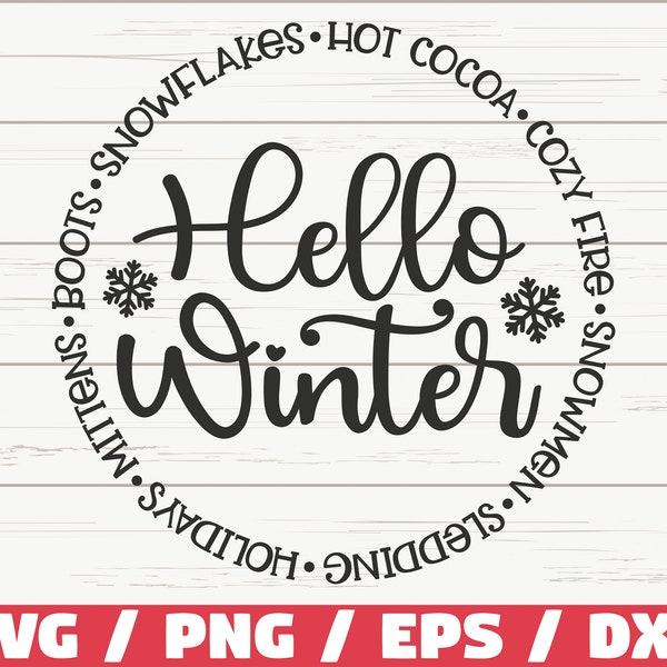 Hello Winter SVG / Cut File / Cricut / Kommerzielle Nutzung / Silhouette / Urlaub SVG / Pullover SVG