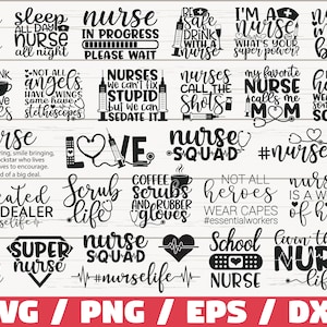 Verpleegkundige bundel SVG/bestand knippen/Cricut/commercieel gebruik/silhouet/illustraties/verpleegkundige leven SVG/verpleegkundige shirt/stethoscoop SVG/DXF