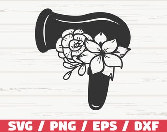 Friseur SVG / Friseur SVG / Floraler Haartrockner SVG / Schnittdatei / Kommerzielle Nutzung / Cricut / Haarwerkzeuge SVG / Sofortiger Download